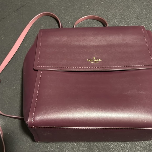 Kate Spade Somerville Road Backpack mahogany plum leather ballerina pink lining main image 9